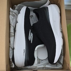 Skechers Black and White Slip-On Sneakers